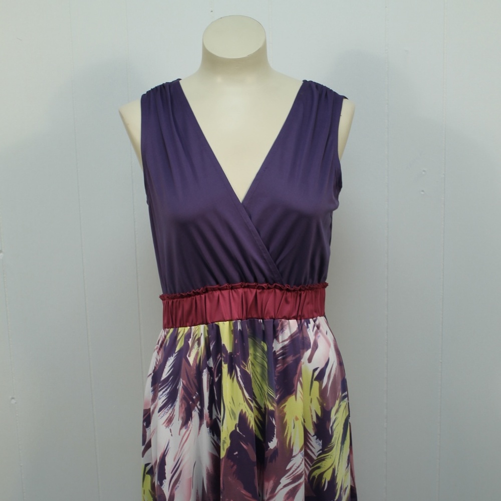 Jonathan Martin Purple V Neck Floral Dress 8